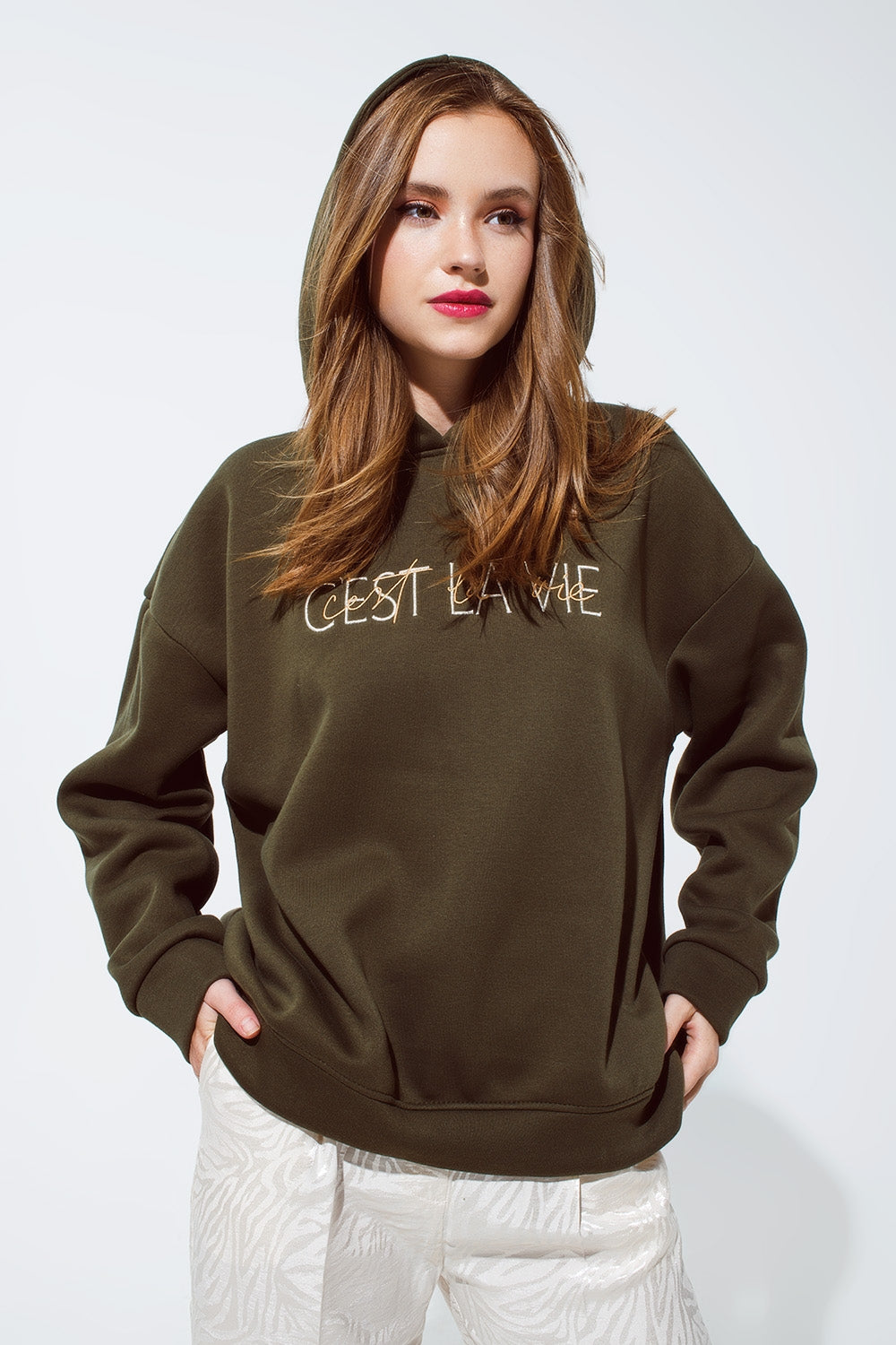 Khaki colored sweatshirt sale