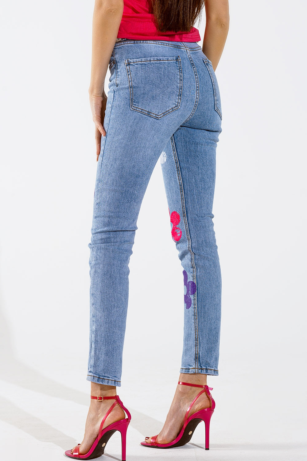 5 Pocket Jeans skinny With Flower Detail Q2 Jeans BoutiqueLua