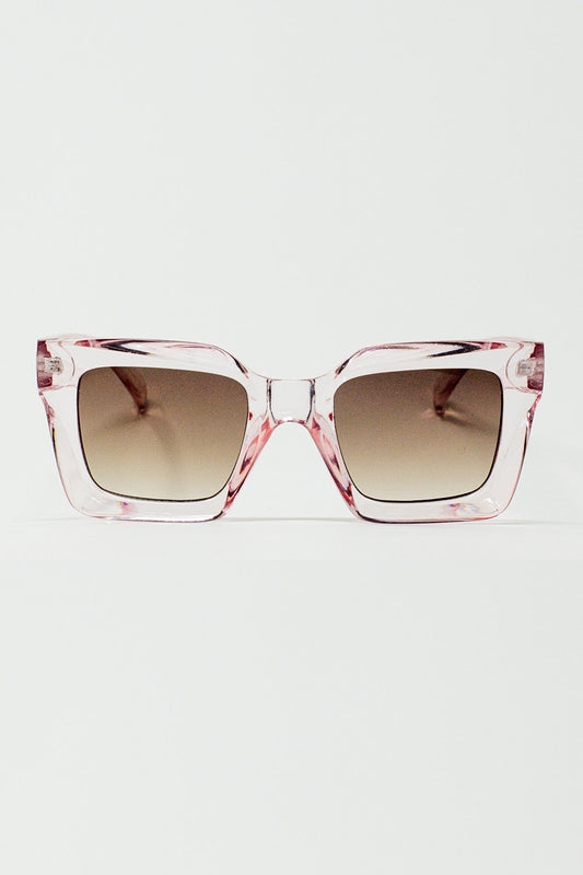 Q2 90's Squared Sunglasses in Pink