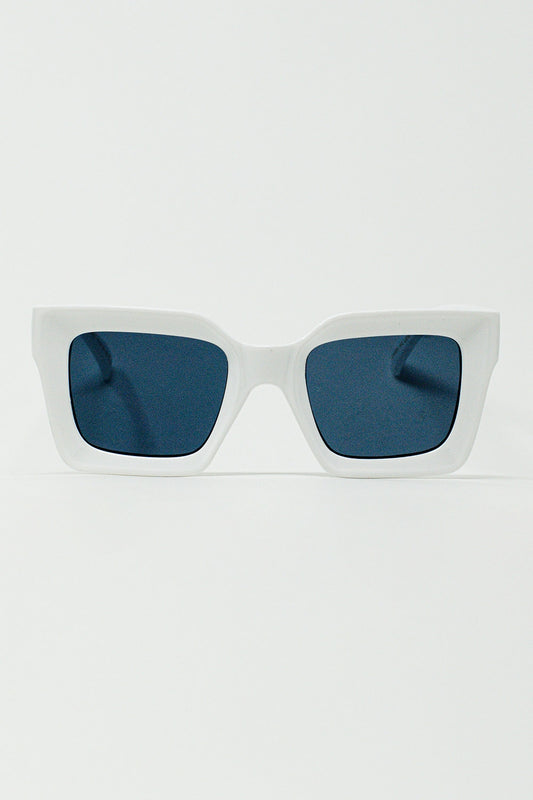 Q2 90's Squared Sunglasses in white