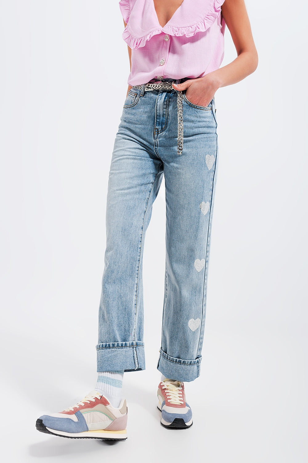 90s jean in heart print Q2 Jeans BoutiqueLua