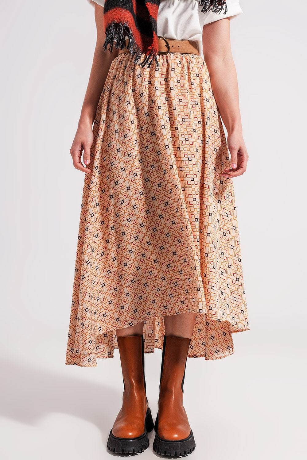 90s Midi skirt in geo print Q2 Skirts BoutiqueLua