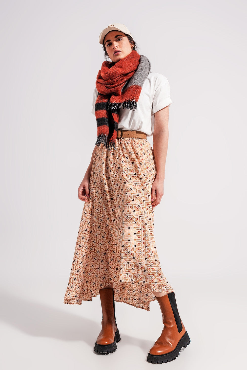 90s Midi skirt in geo print Q2 Skirts BoutiqueLua