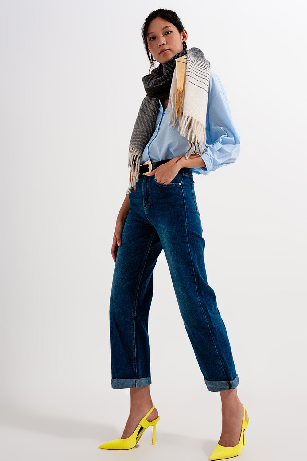 90s straight leg jean in mid wash blue Q2 Jeans BoutiqueLua