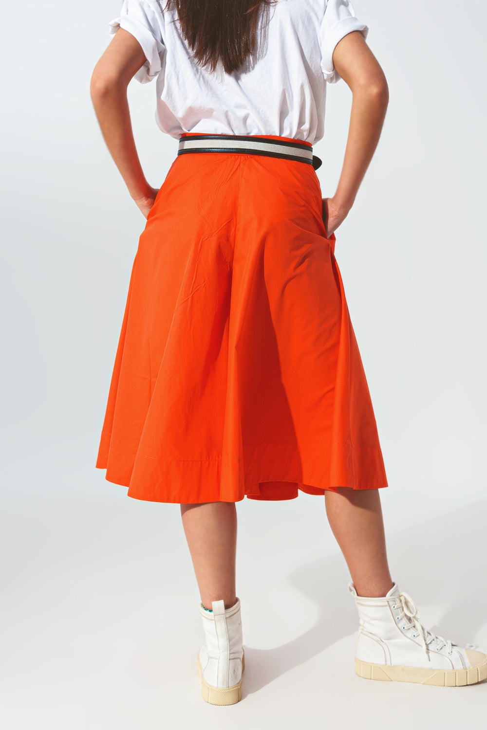 A-line skirt with elastic waist band  in Orange Q2 Pants BoutiqueLua