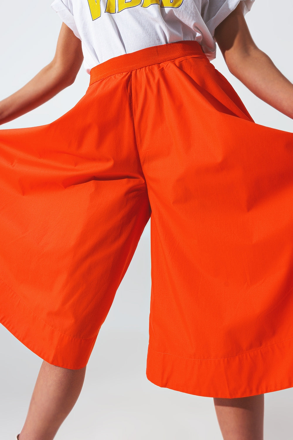 A-line skirt with elastic waist band  in Orange Q2 Pants BoutiqueLua