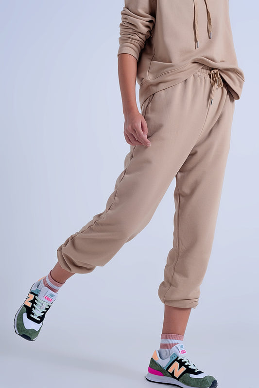 Q2 Adjustable waistband joggers in beige