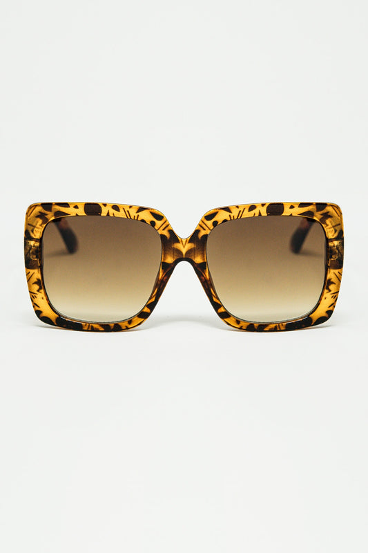 Q2 animal print square frame sunglasses