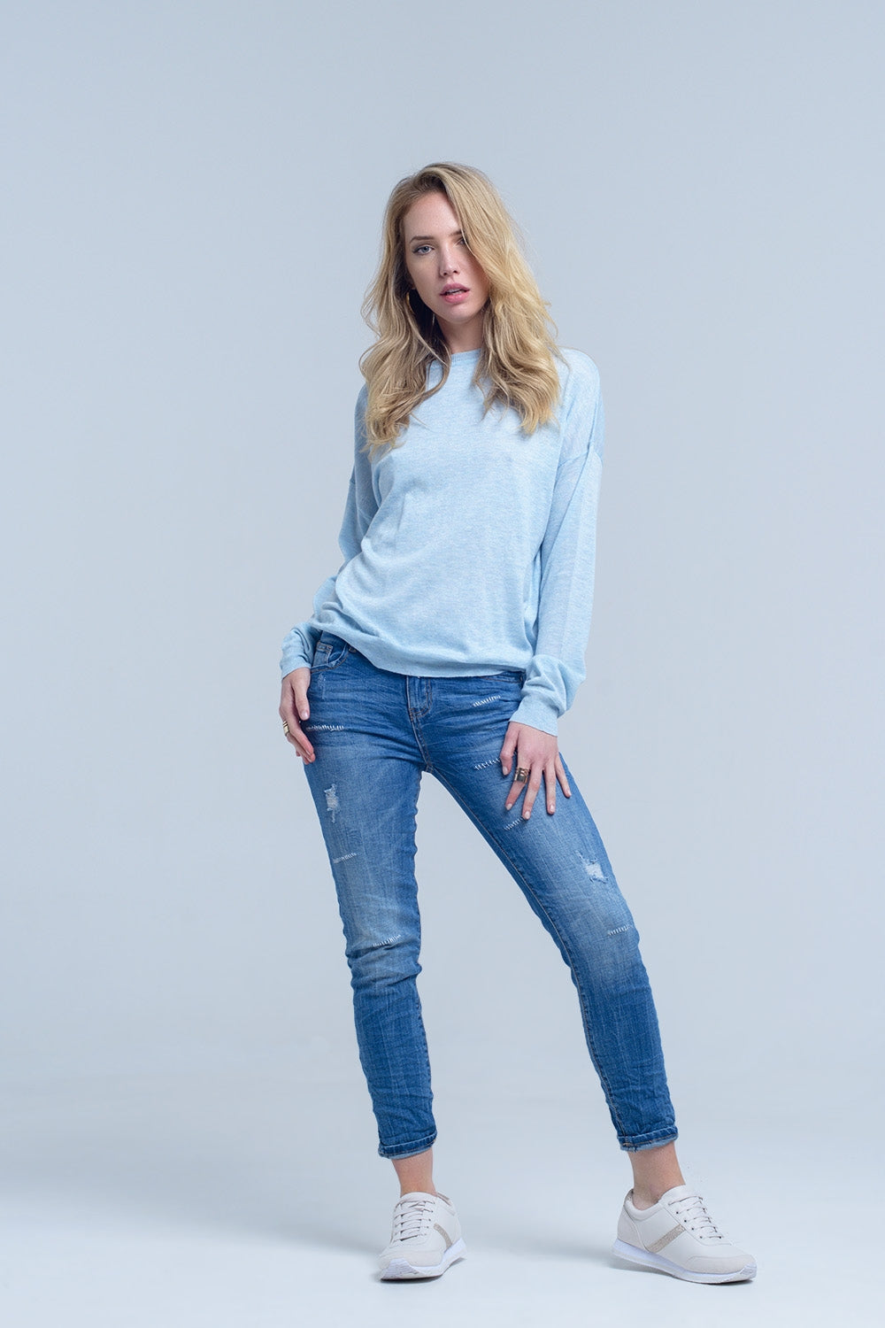 Ankle jeans with rip and repair Q2 Jeans BoutiqueLua