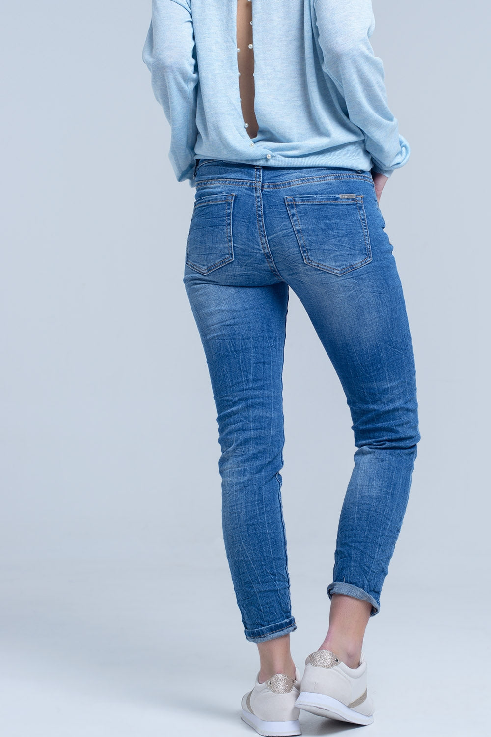 Ankle jeans with rip and repair Q2 Jeans BoutiqueLua