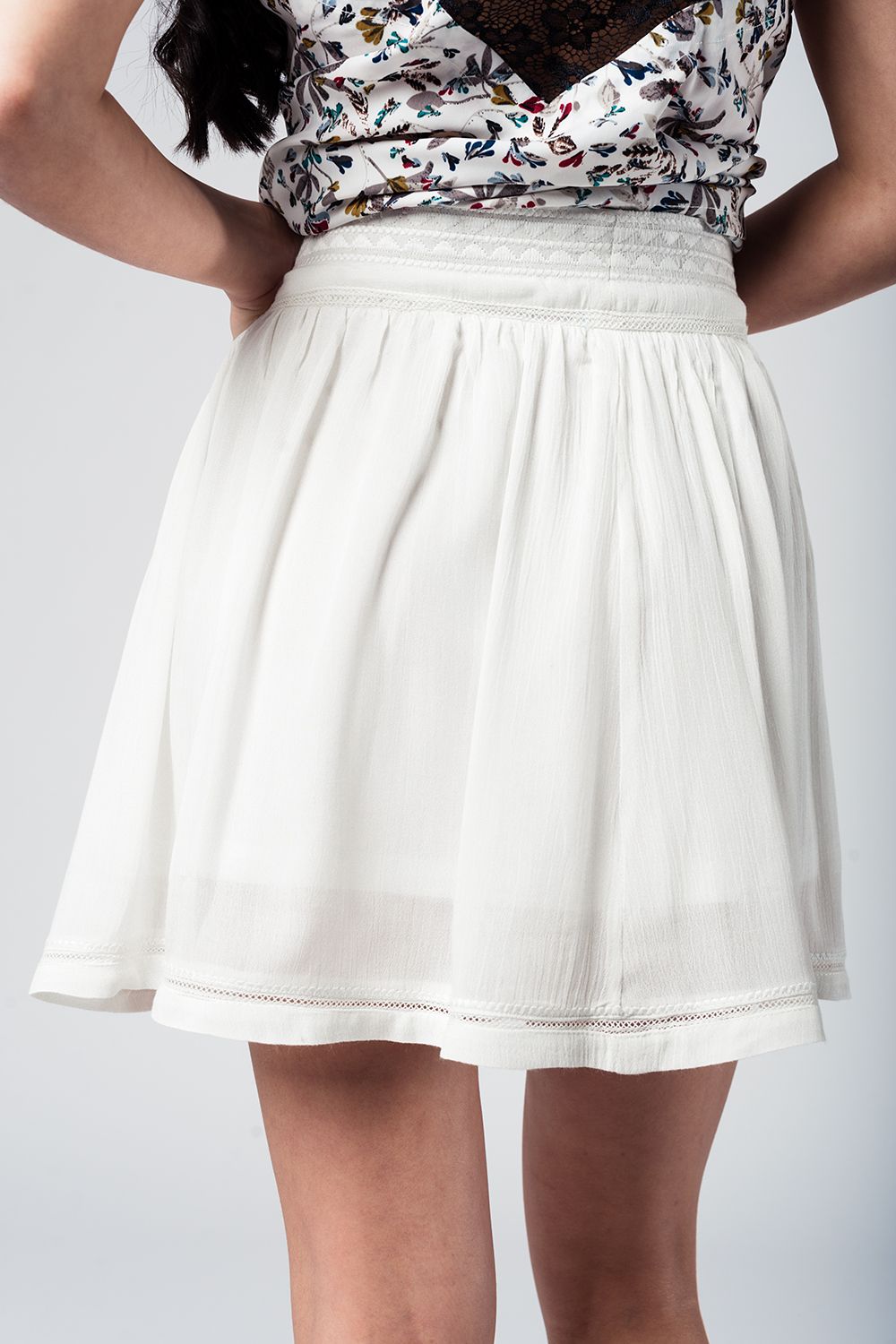 Aztec white mini skirt Q2 Skirts BoutiqueLua