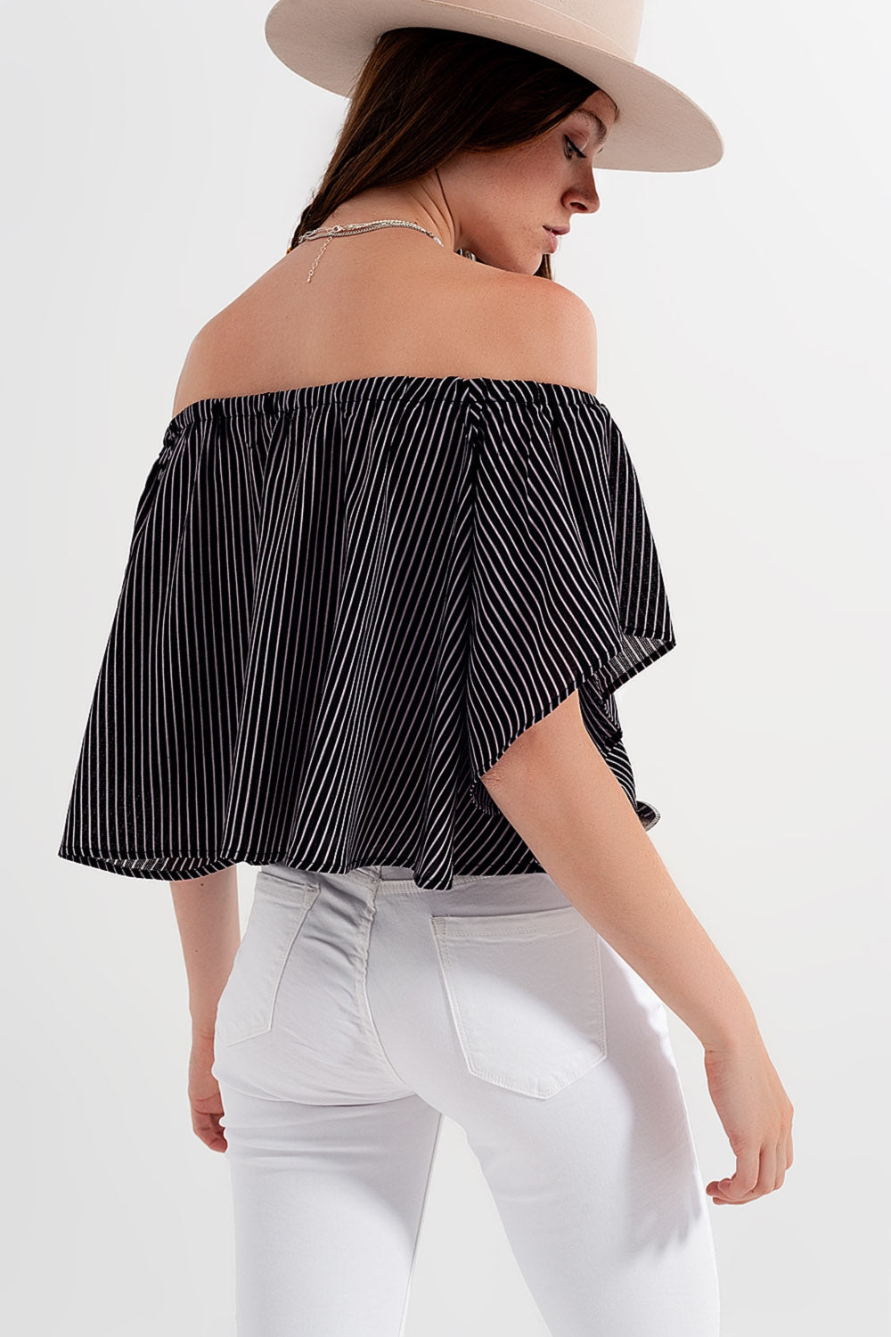 Bardot top in stripe Q2 Shirts BoutiqueLua