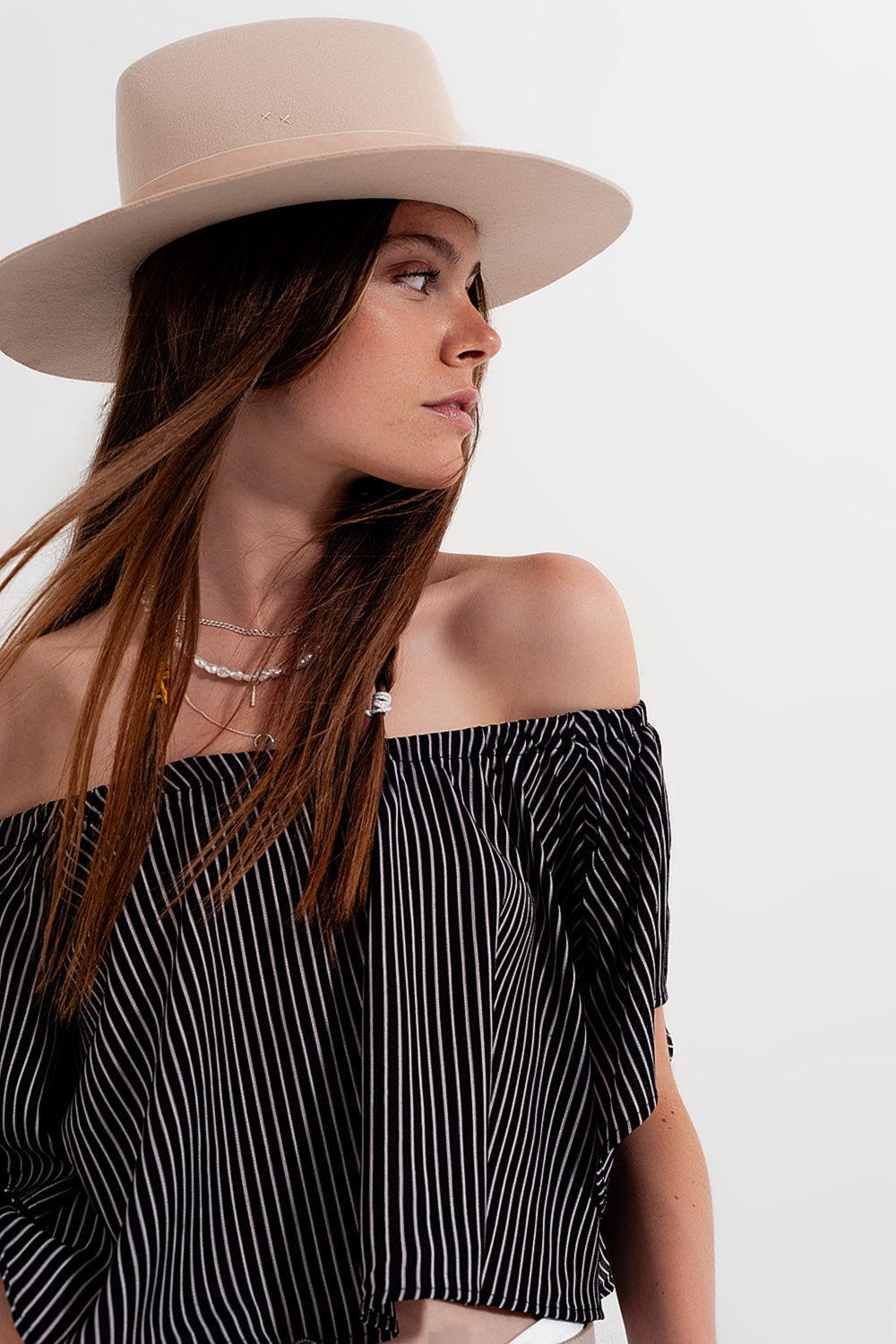 Bardot top in stripe Q2 Shirts BoutiqueLua