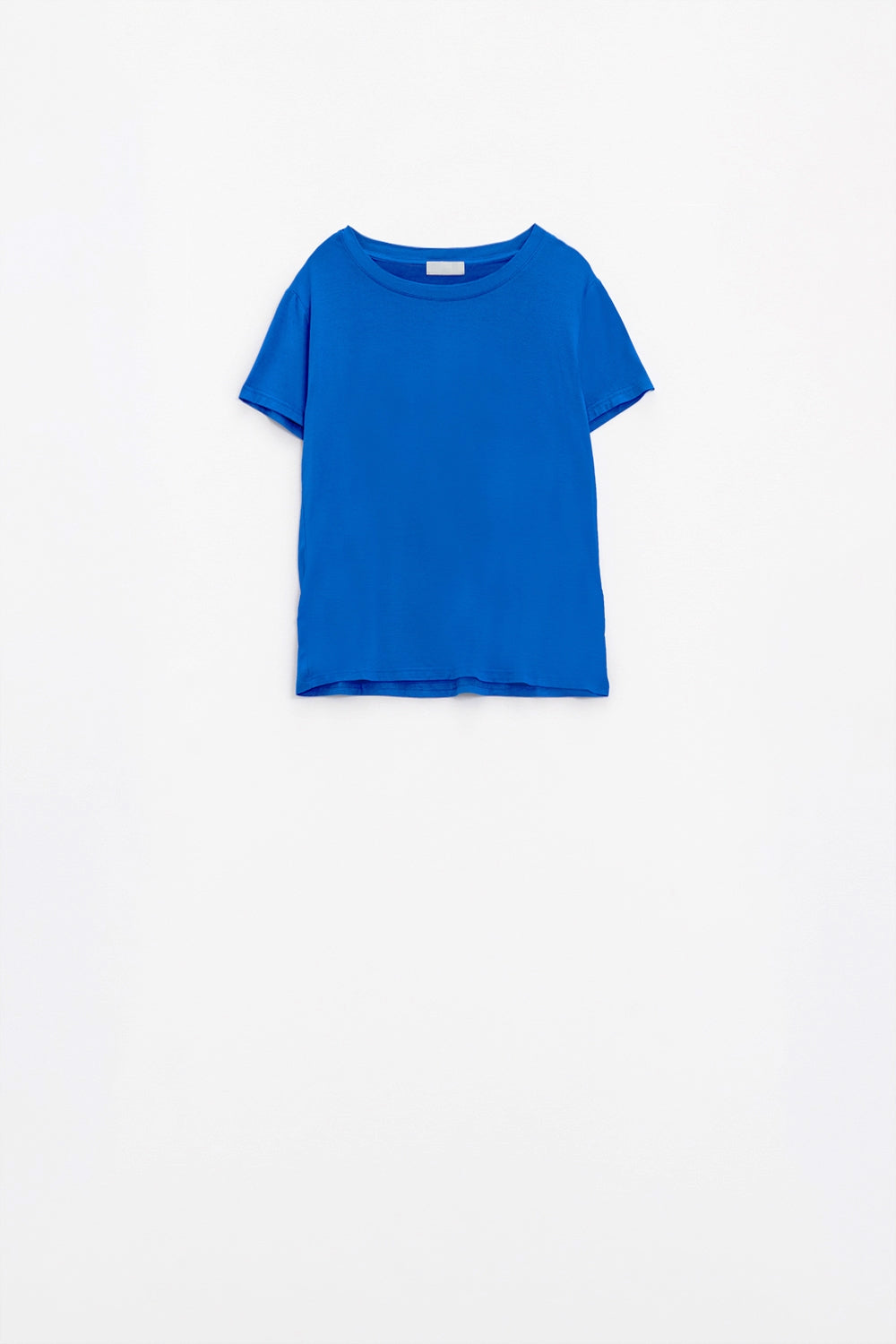 Basic Blue Crew Neck viscose T-shirt Q2 Tops BoutiqueLua