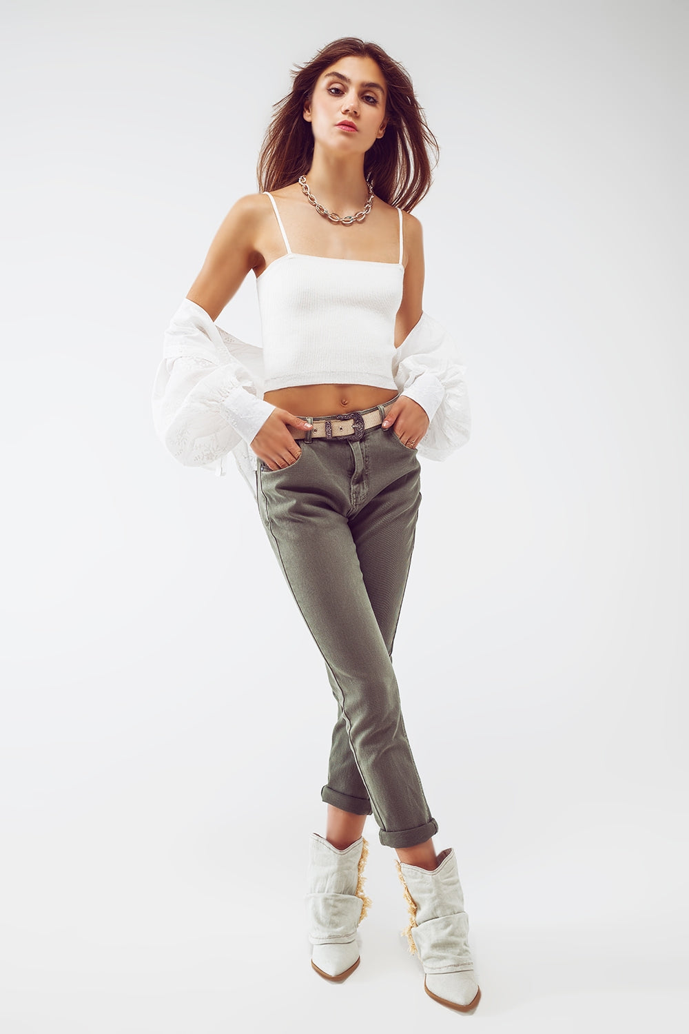 Basic Skinny Jeans in Army Green Q2 Jeans BoutiqueLua