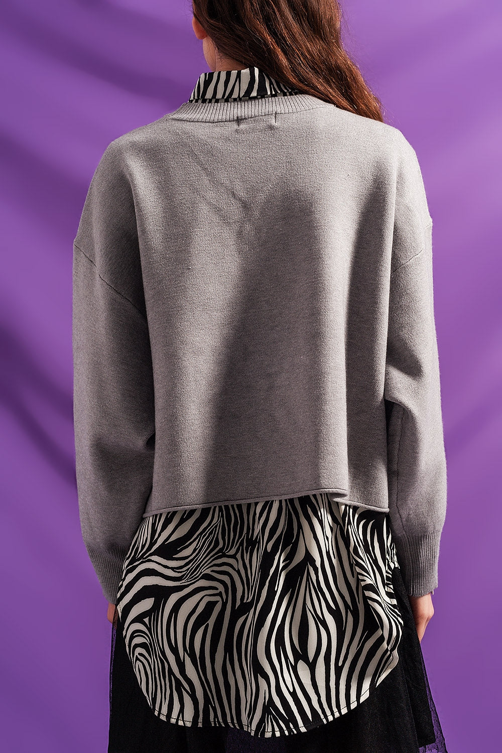 Batwing cropped jumper in grey Q2 Sweaters BoutiqueLua