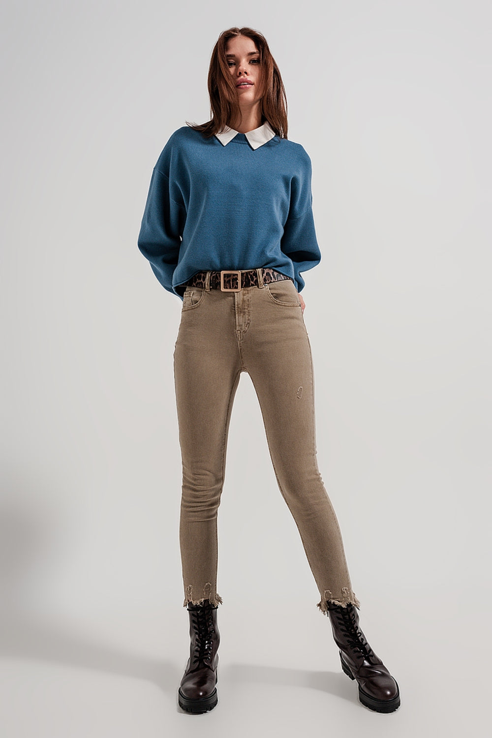 Batwing cropped jumper in navy Q2 Sweaters BoutiqueLua