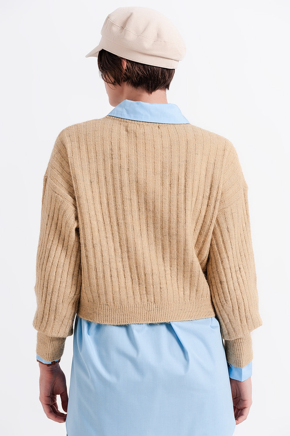 Beige sweater in stripe Q2 Sweaters BoutiqueLua