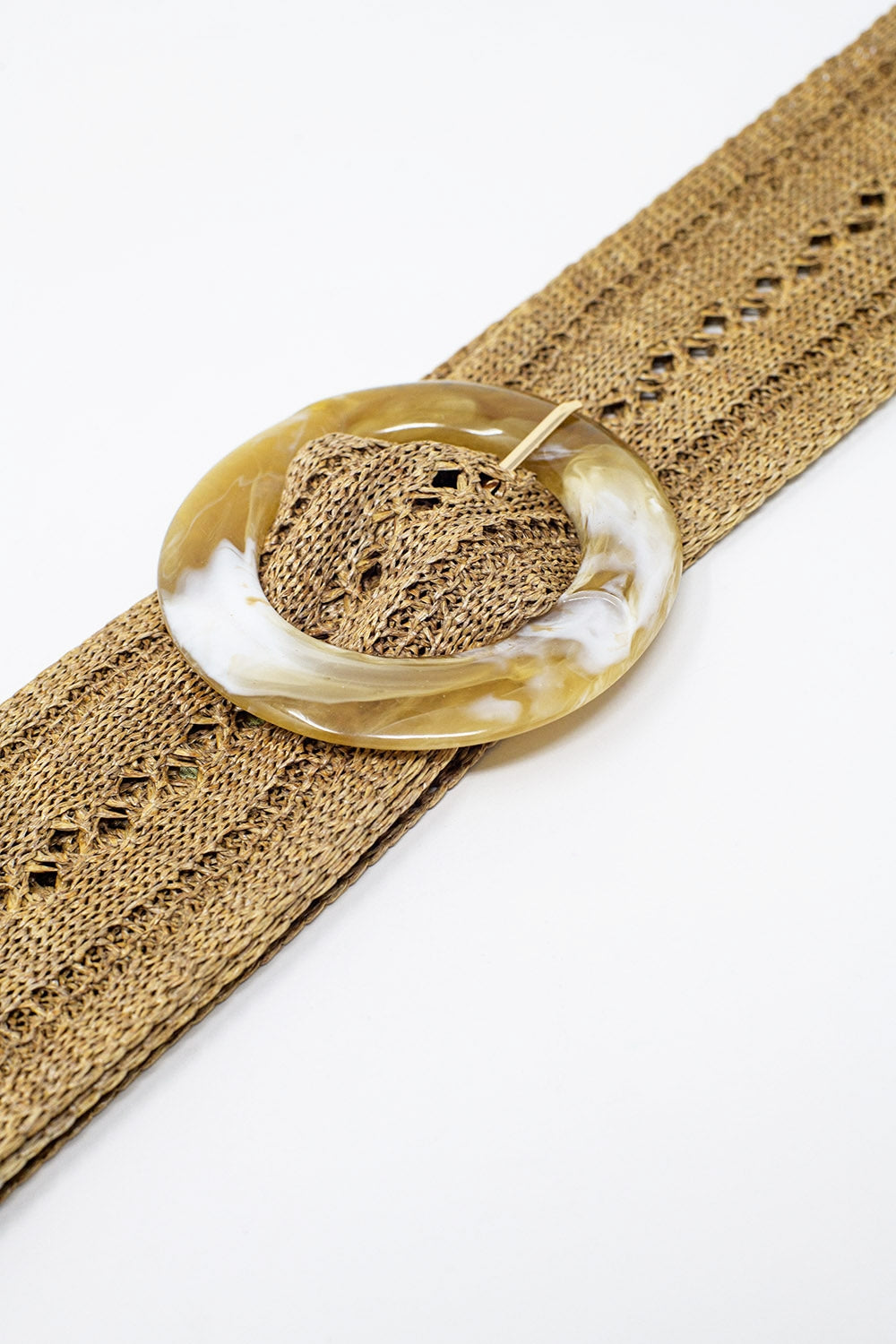 Beige woven belt with round buckle with marble effect Q2 Accessories BoutiqueLua