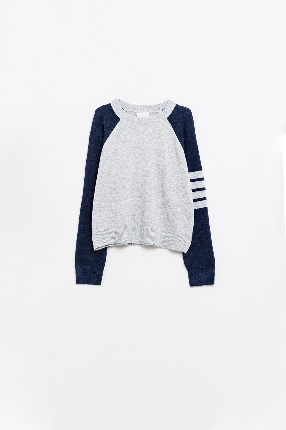 Bi-Color Raglan Sleeve pullover in Navy and Grey