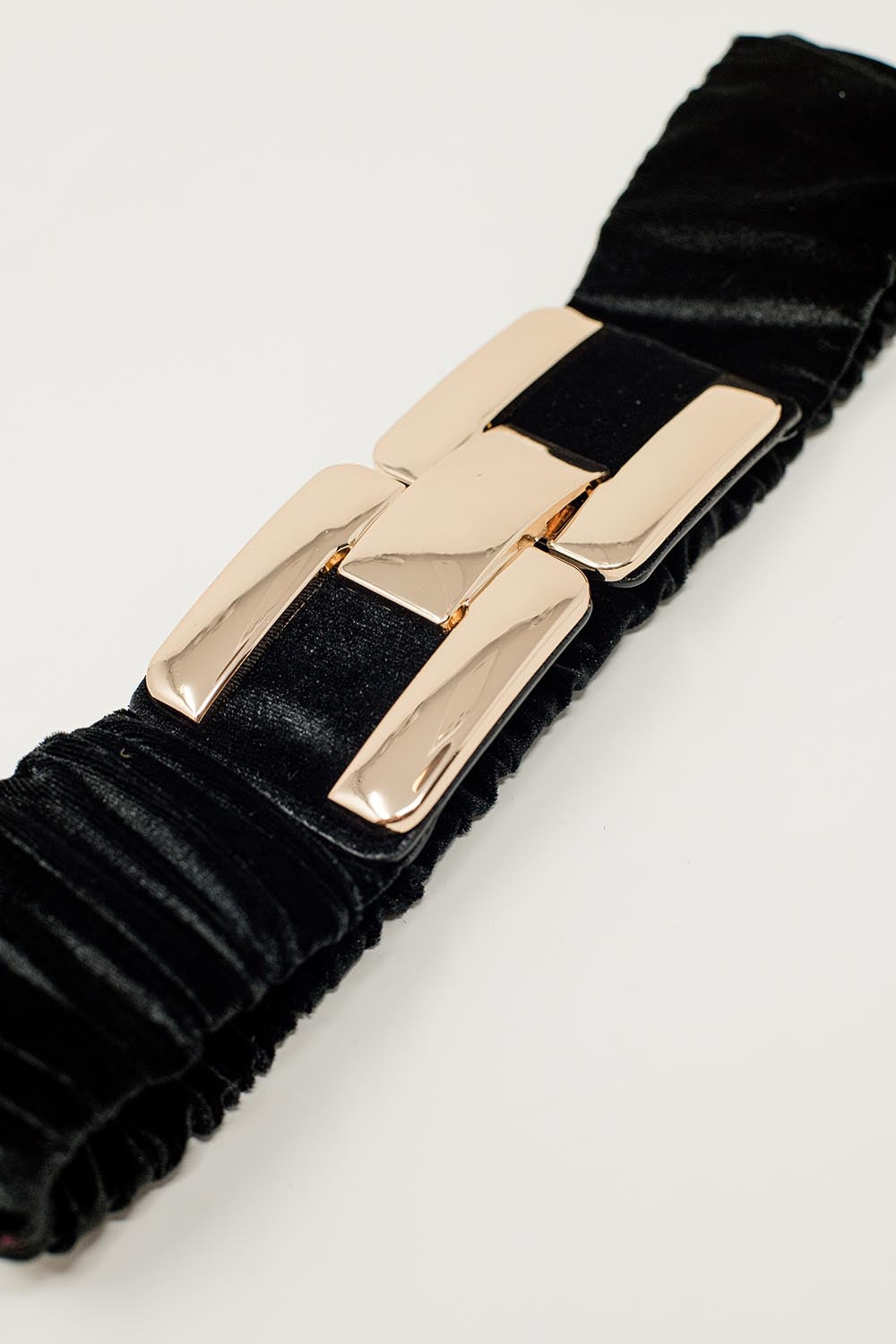 Black elastic velvet belt with metal closure Q2 Accessories BoutiqueLua