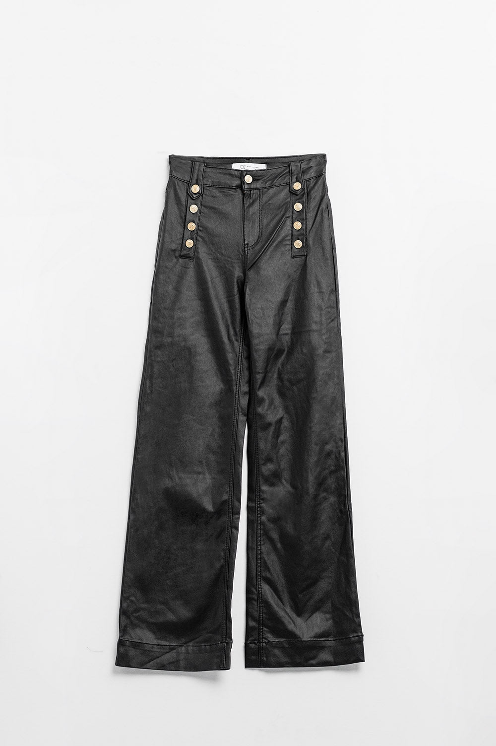 Black faux leather trousers with buttons Q2 Pants BoutiqueLua