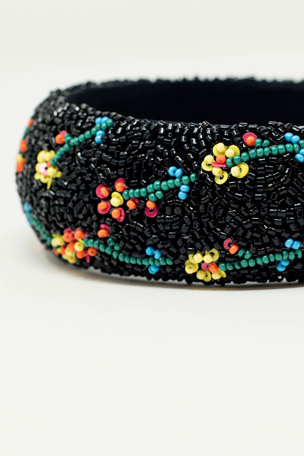 Black headband with bead embellishments Q2 Headbands BoutiqueLua