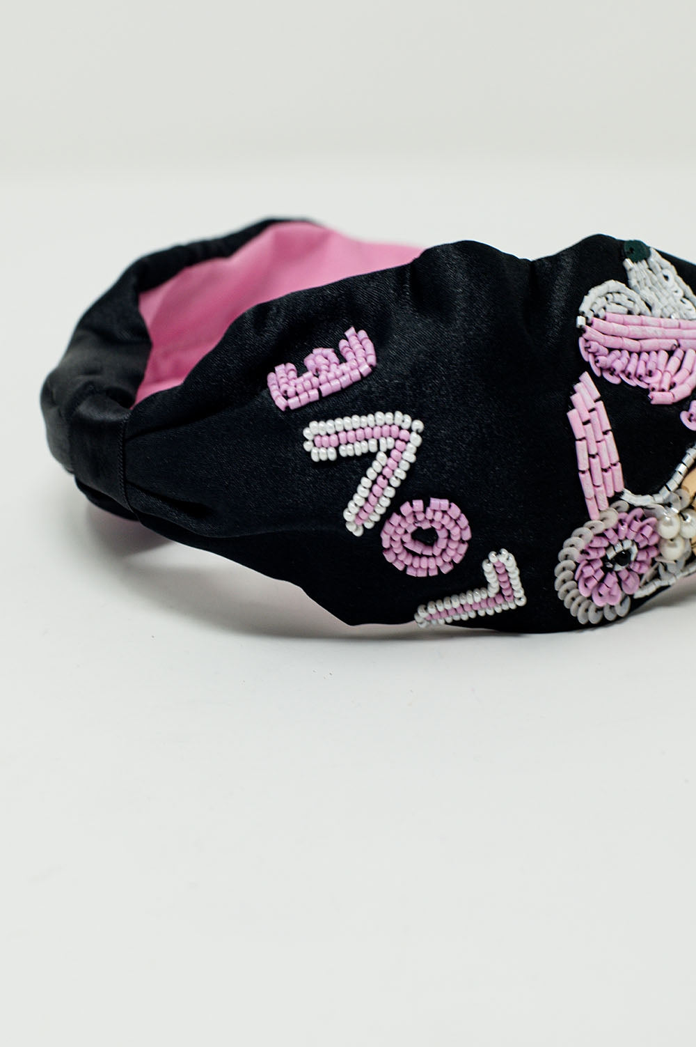 Black Headband With Embroidered Bird Q2 Headbands BoutiqueLua