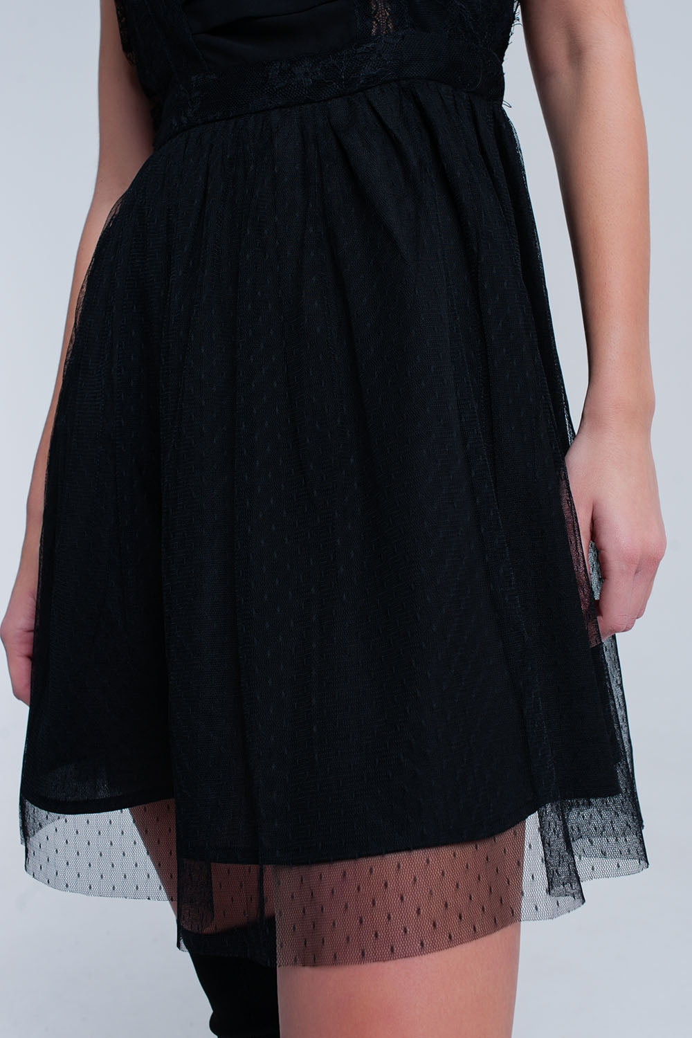 Black midi dress with lace Q2 Dresses BoutiqueLua