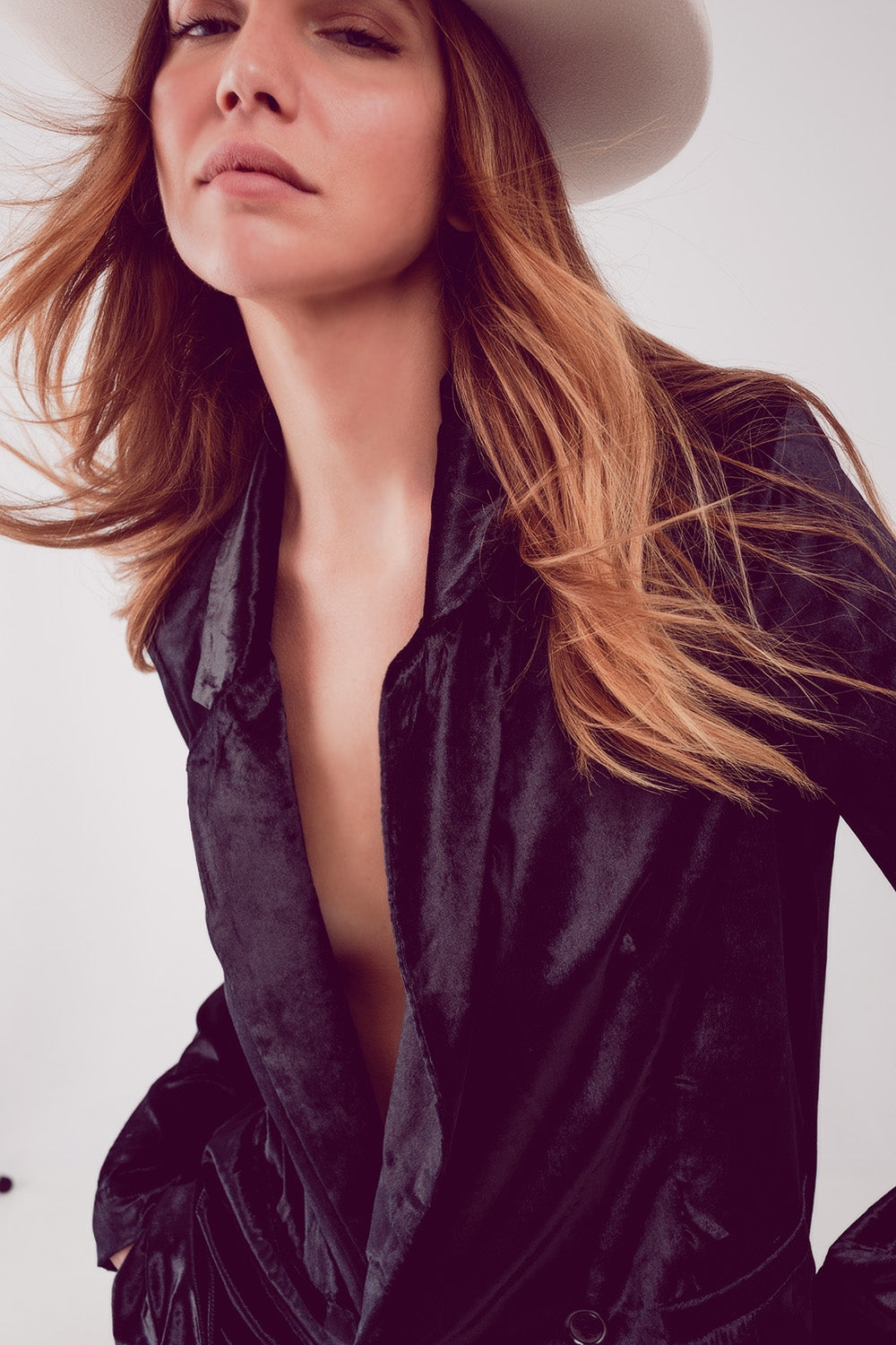 Black velvet oversized blazer Q2 Coats and Jackets BoutiqueLua