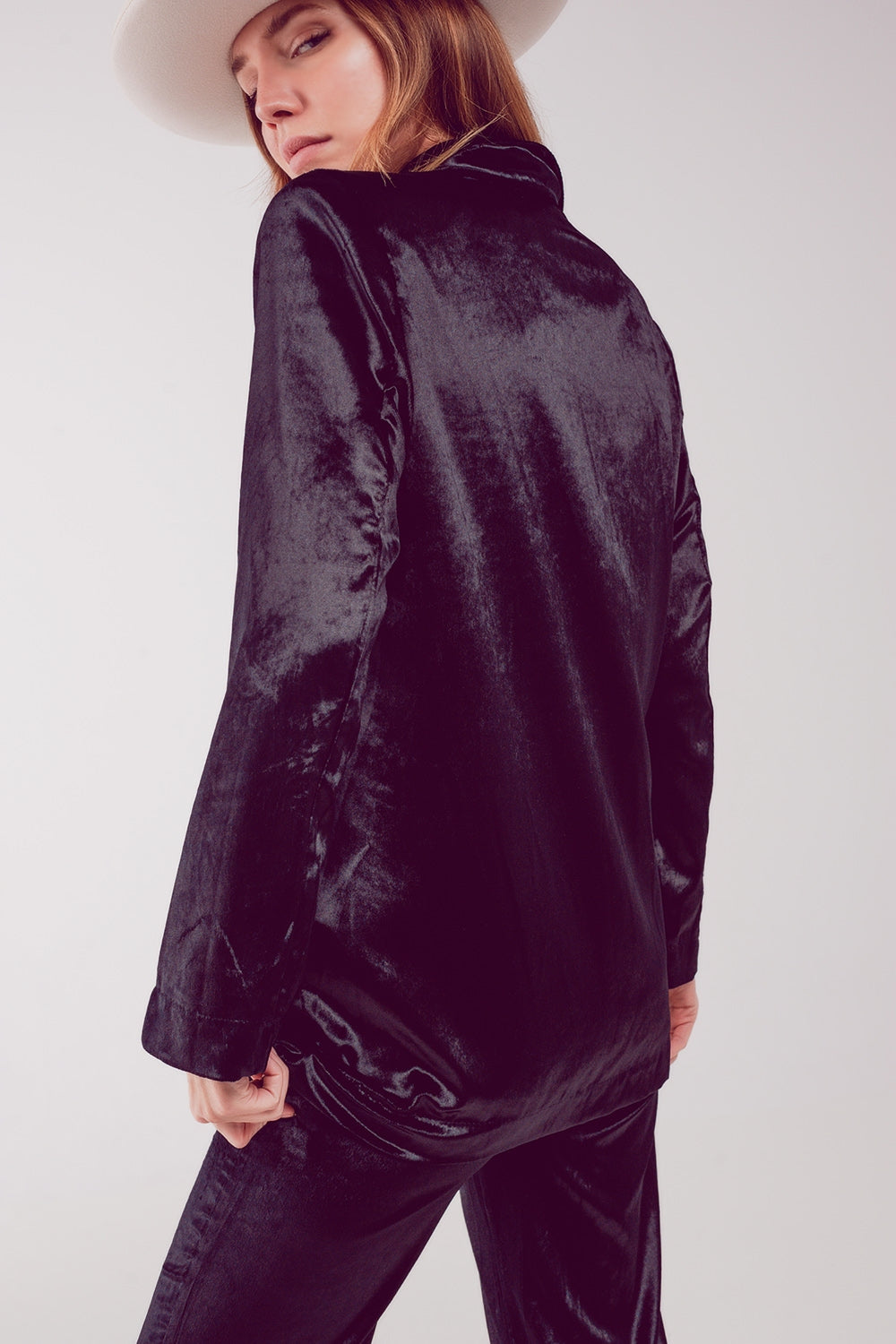 Black velvet oversized blazer Q2 Coats and Jackets BoutiqueLua