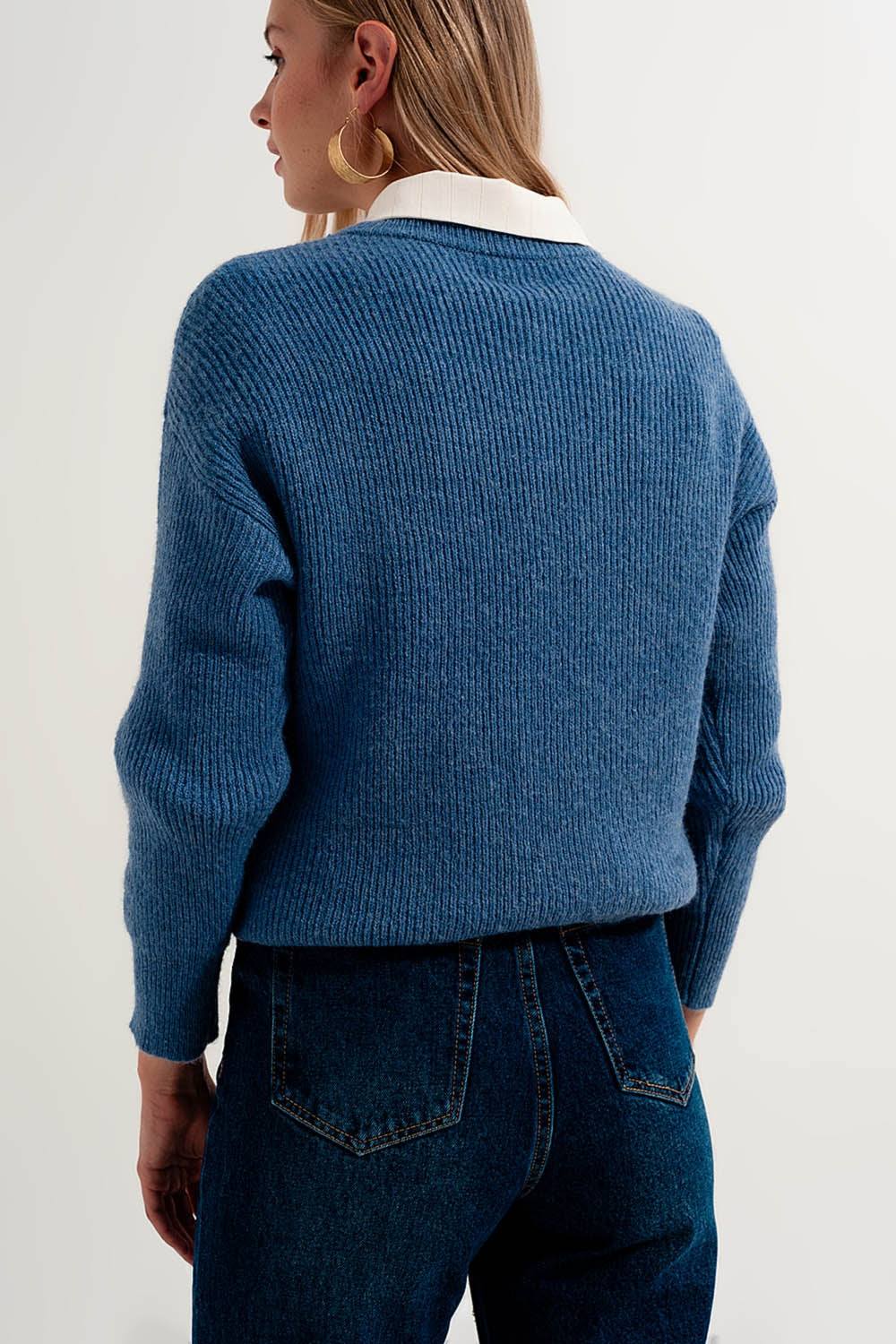 Blue crew neck jumper Q2 Sweaters BoutiqueLua