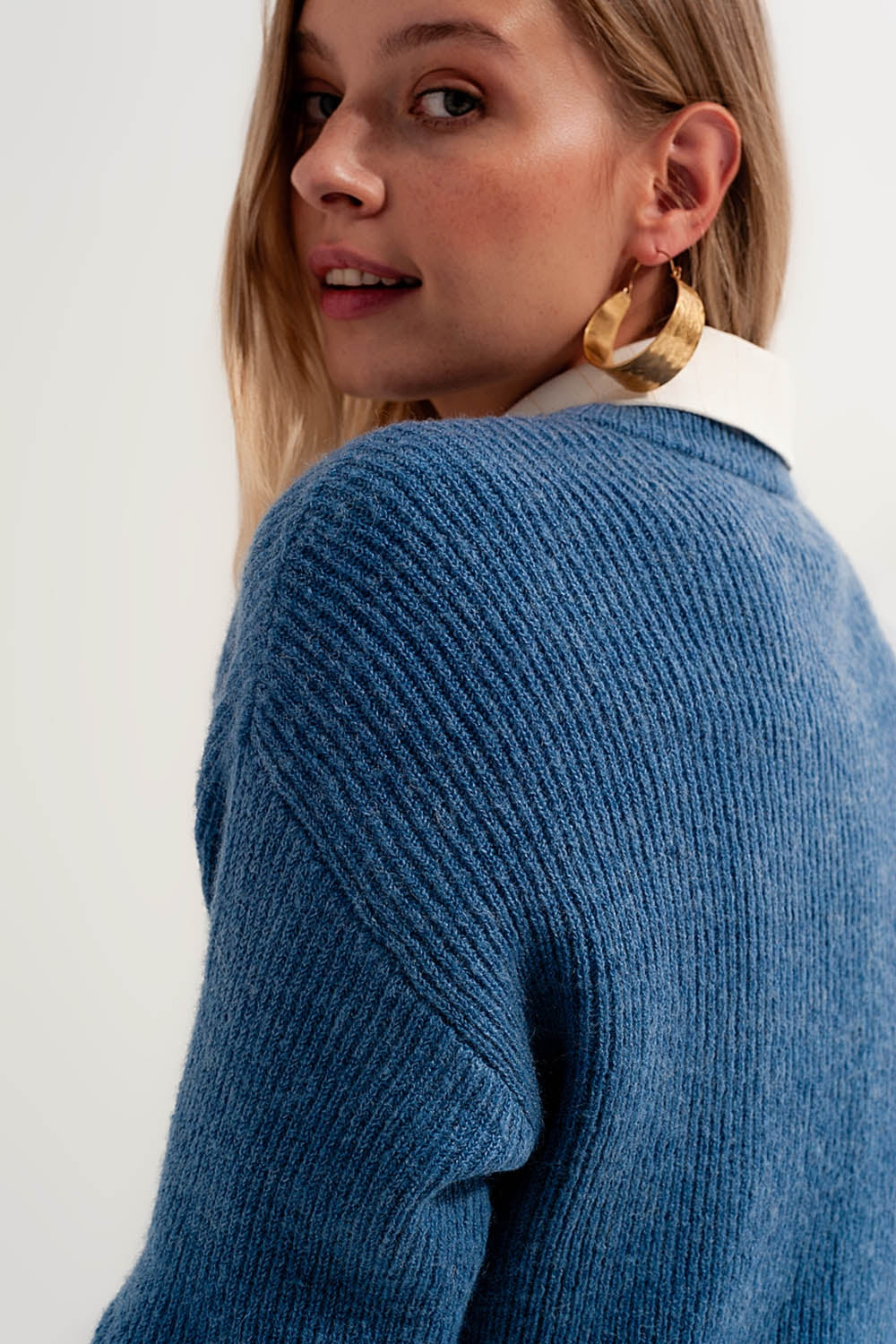 Blue crew neck jumper Q2 Sweaters BoutiqueLua