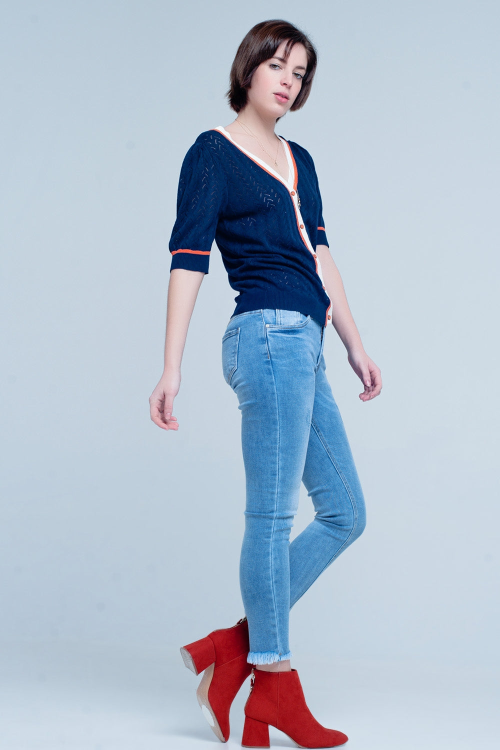 Blue Fringed Skinny Jeans Q2 Jeans BoutiqueLua