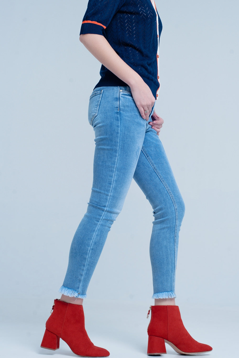 Blue Fringed Skinny Jeans Q2 Jeans BoutiqueLua