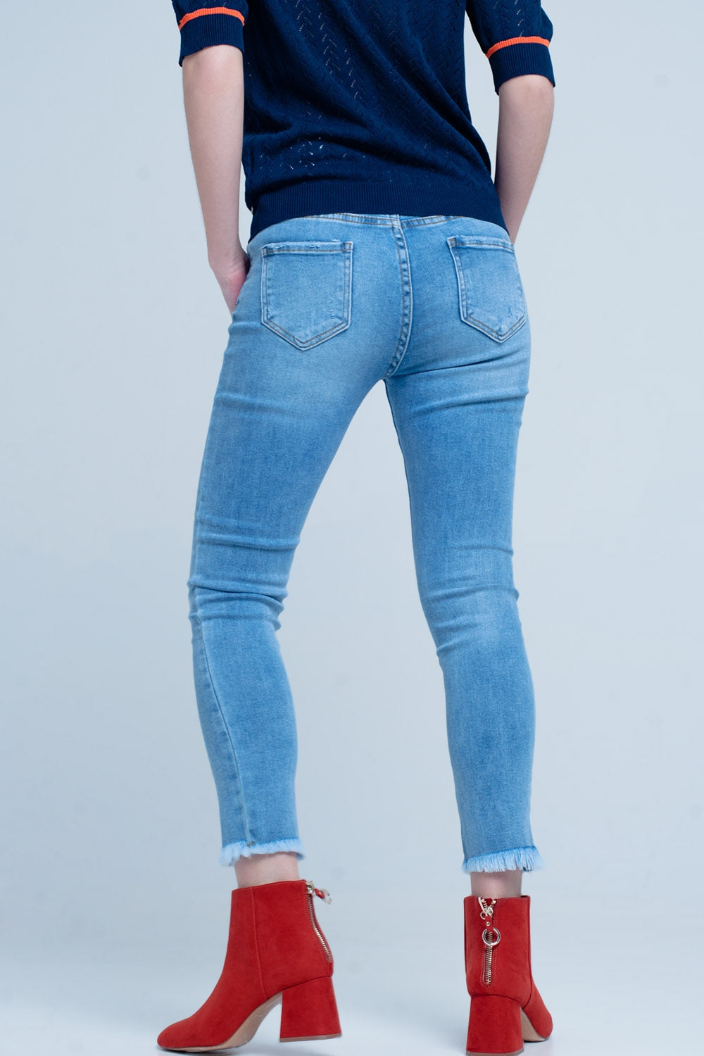 Blue Fringed Skinny Jeans Q2 Jeans BoutiqueLua