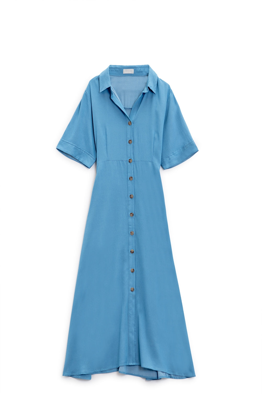 Blue Maxi Shirt Dress With Polo Collar Q2 Dresses BoutiqueLua