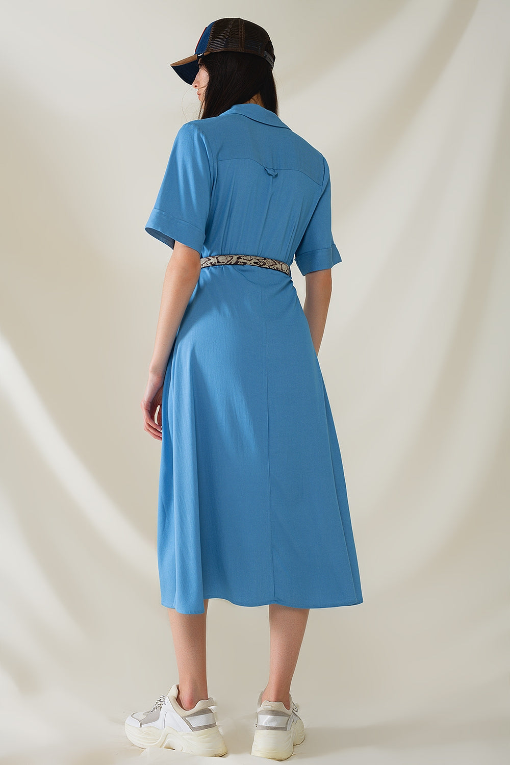 Blue Maxi Shirt Dress With Polo Collar Q2 Dresses BoutiqueLua