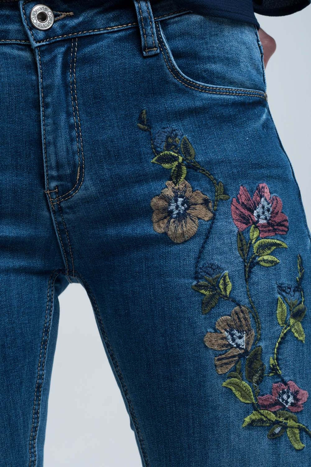 Blue skinny jean with embroideries Q2 Jeans BoutiqueLua