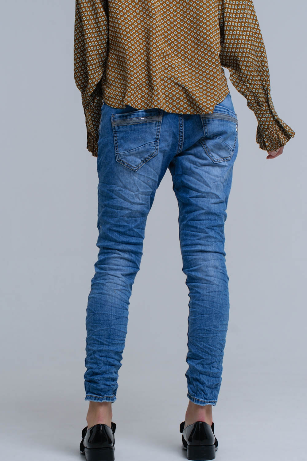 Blue skinny jeans with sequin details Q2 Jeans BoutiqueLua