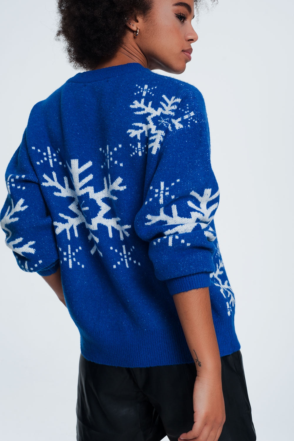 Blue snowflake sweater Q2 Sweaters BoutiqueLua