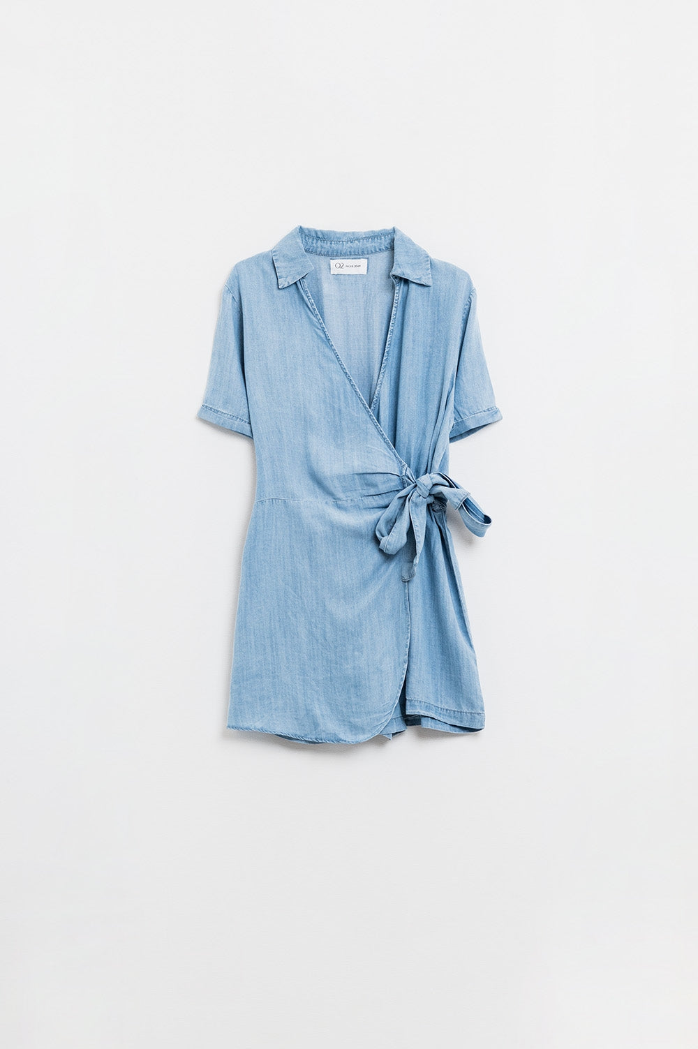 Blue Tencel Denim Wrap Front Jumpsuit Q2 Dresses BoutiqueLua