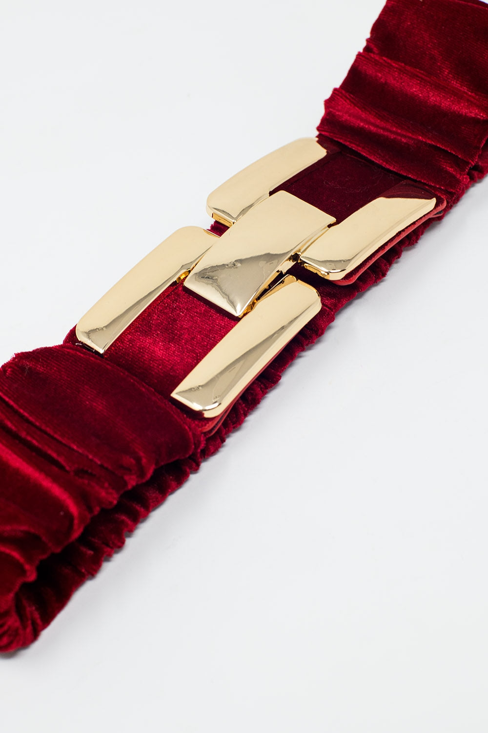 Bordeaux elastic velvet belt with metal closure Q2 Accessories BoutiqueLua