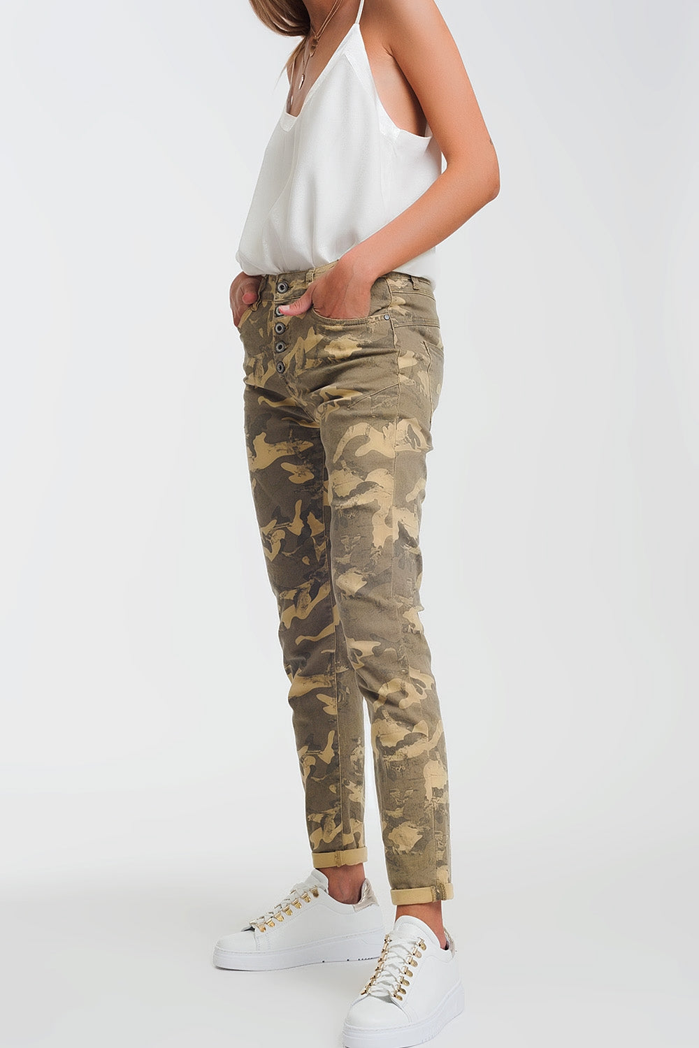 Boyfriend Pants with camo print Q2 Jeans BoutiqueLua