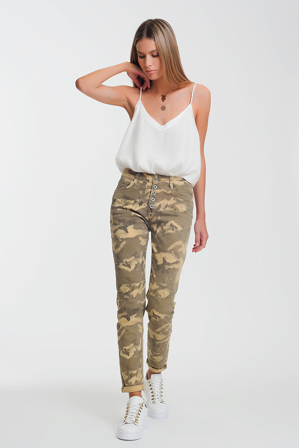 Boyfriend Pants with camo print Q2 Jeans BoutiqueLua