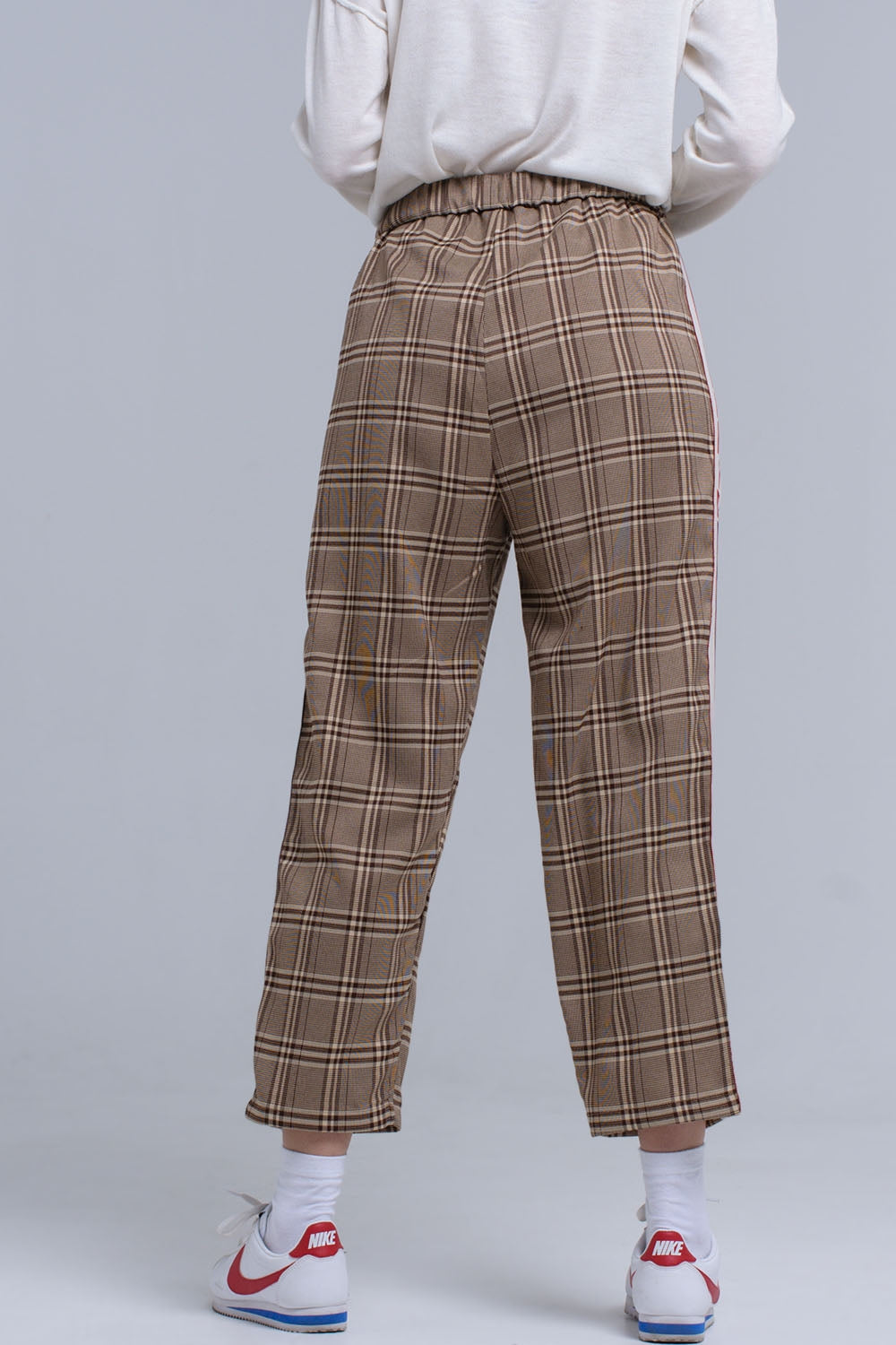 Brown tartan pattern pants Q2 Pants BoutiqueLua