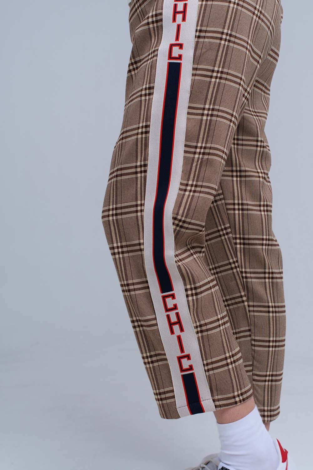 Brown tartan pattern pants Q2 Pants BoutiqueLua