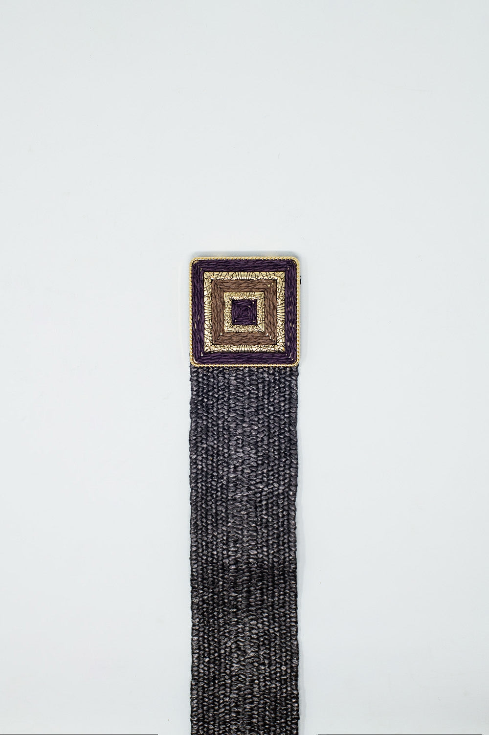 Brown woven belt with square buckle with gold details Q2 Accessories BoutiqueLua