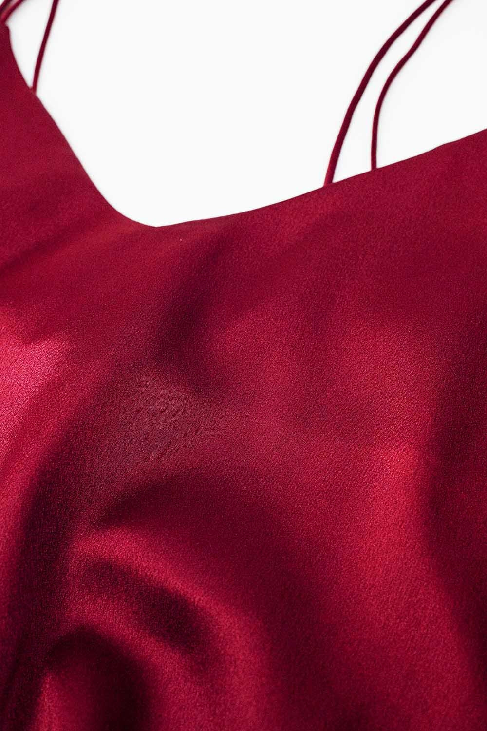 burgundy satin spaghetti strap top Q2 Tops BoutiqueLua