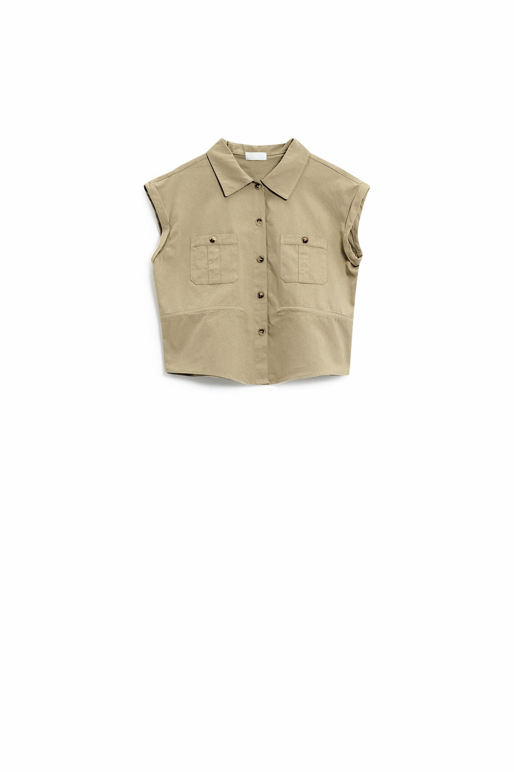 Button Up Khaki Shirt With Chest Pockets Q2 Shirts BoutiqueLua